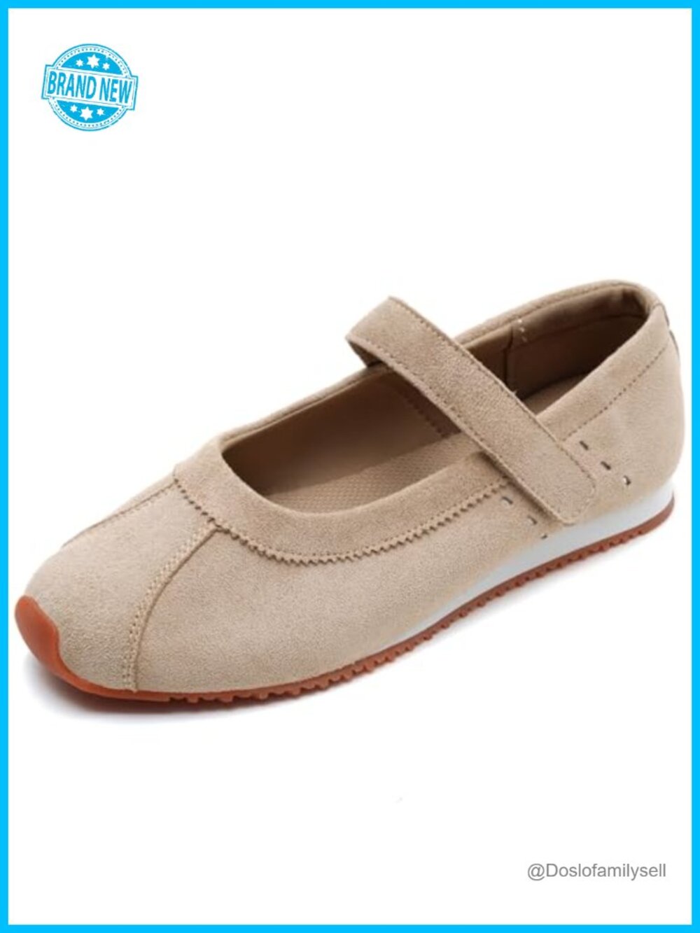 UBFEN Women's Mary Jane Sneakers Ballet Flats Faux Suede Slip-On Walking Shoes